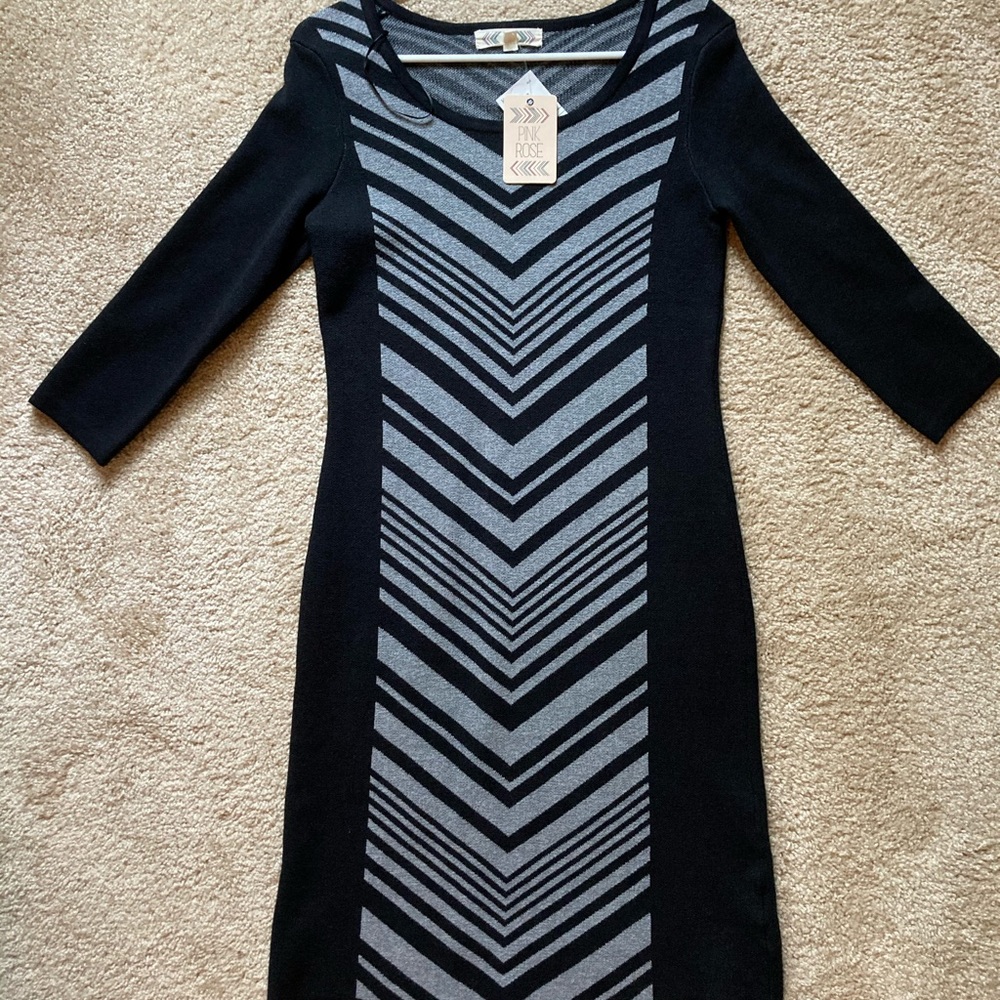 Pink Rose Sleeved Dress